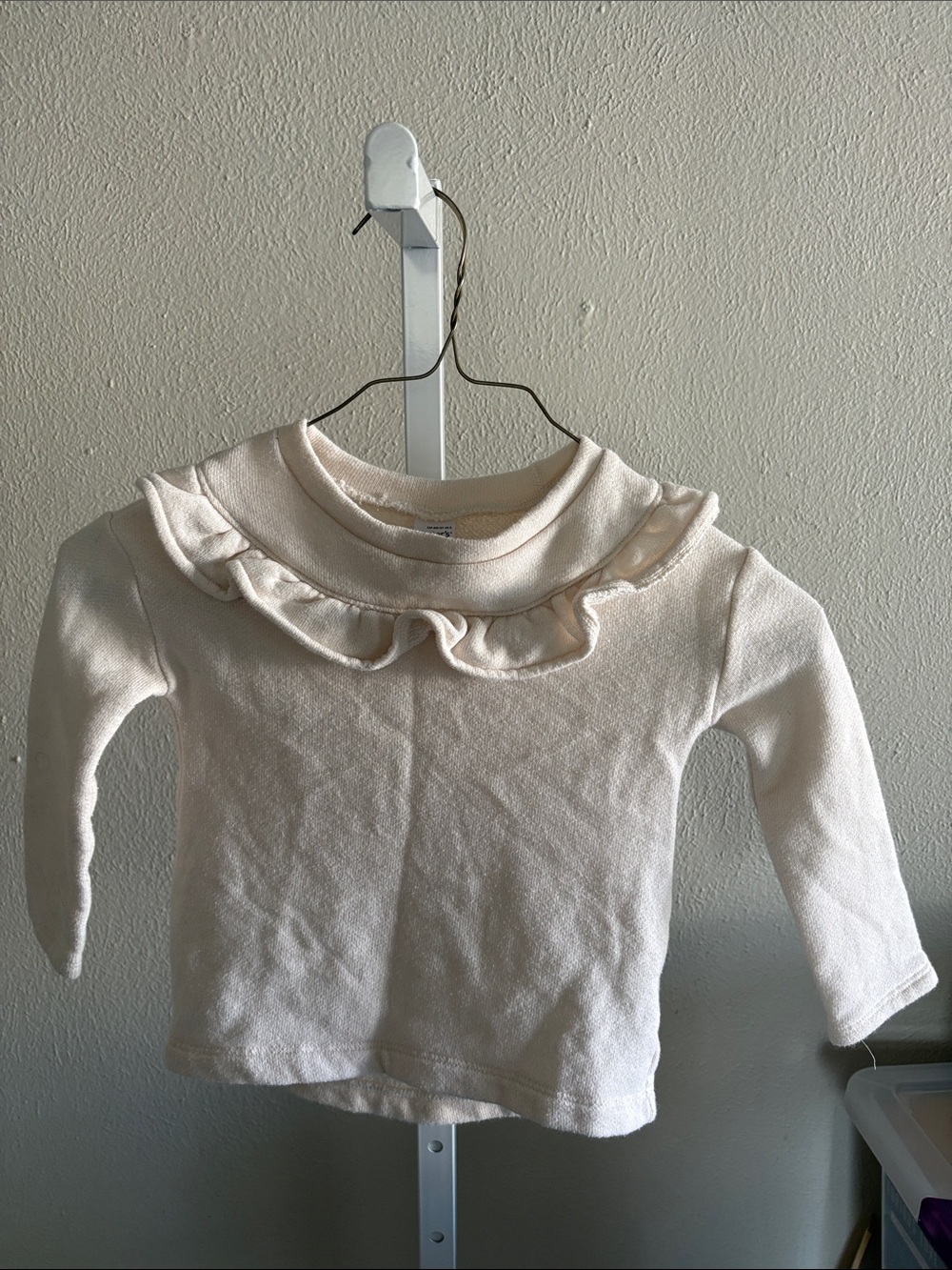 Carter's Cream Ruffle Neck Long Sleeve Tee Size 2T